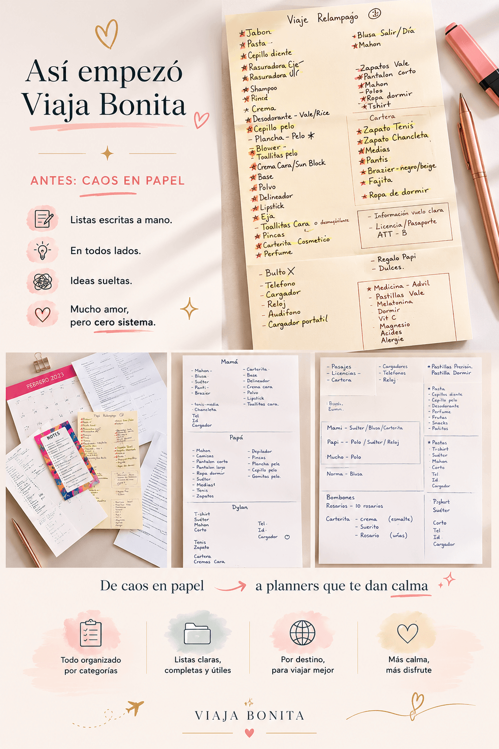 Así empezó Viaja Bonita — de caos en papel a planners que te dan calma